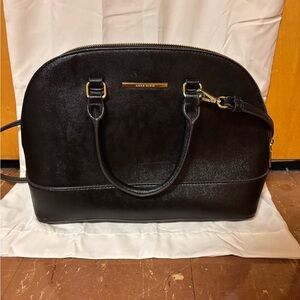 Anne Klein Black Dome Satchel with Gold Details